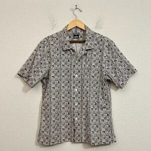 TODD SNYDER X Albiate Camp Shirt Brown Geometric All Over Print Aztec
